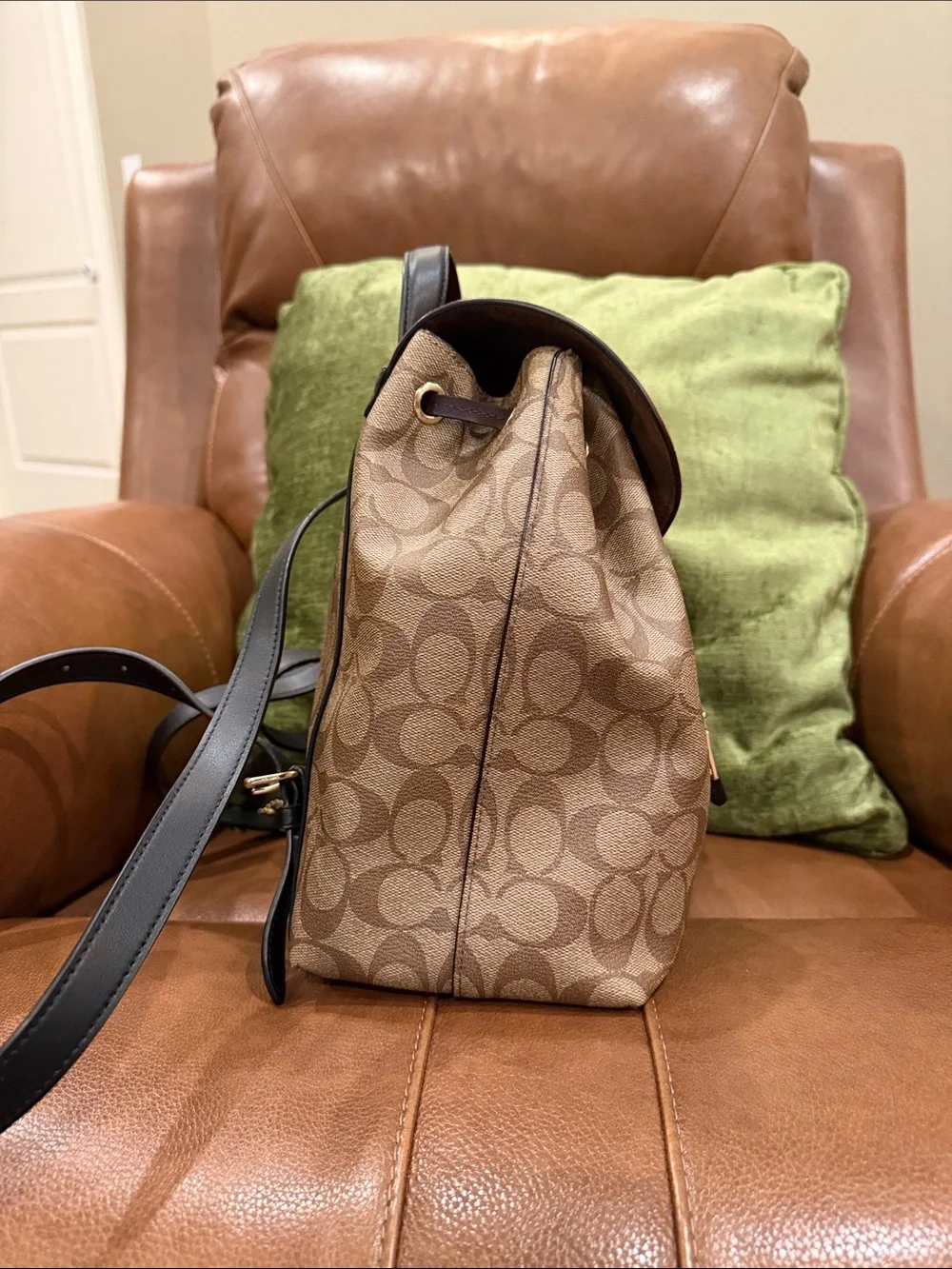 Coach Kleo Signature Canvas Backpack with Rust Suede Flap (2022)